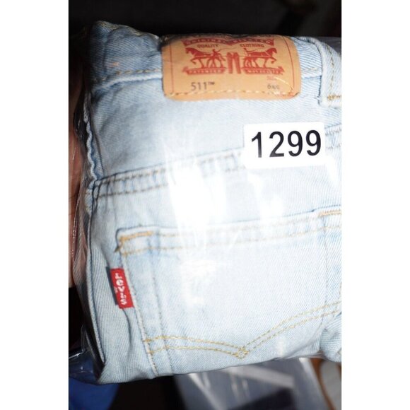 Levis 511 Slim Shorts Boy's Size 6R Denim Blue Knee Length Straight Distressed - Picture 10 of 10